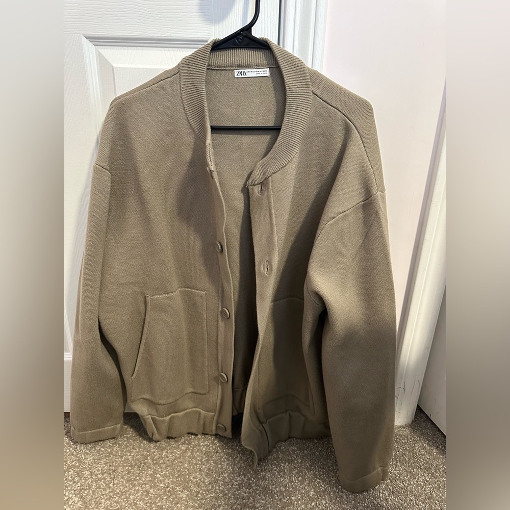 Olive green Zara cardigan